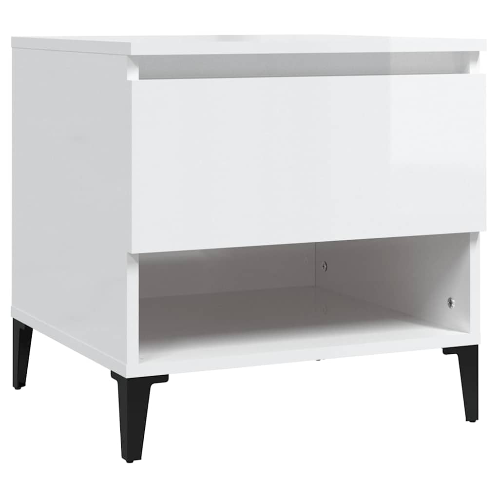 vidaXL Side Table High Gloss White 50x46x50 cm Engineered Wood 2