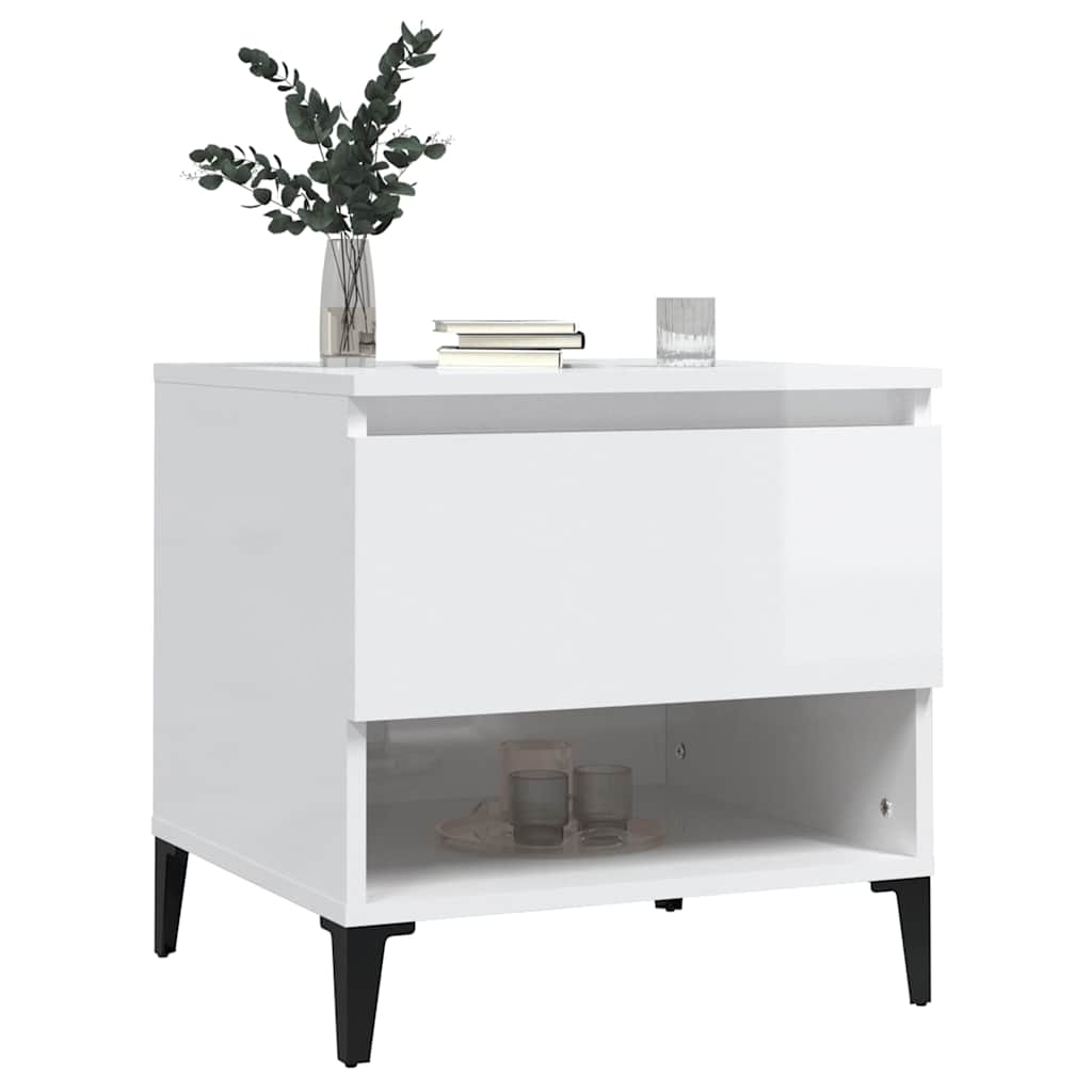 vidaXL Side Table High Gloss White 50x46x50 cm Engineered Wood 4