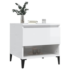 vidaXL Side Table High Gloss White 50x46x50 cm Engineered Wood 4