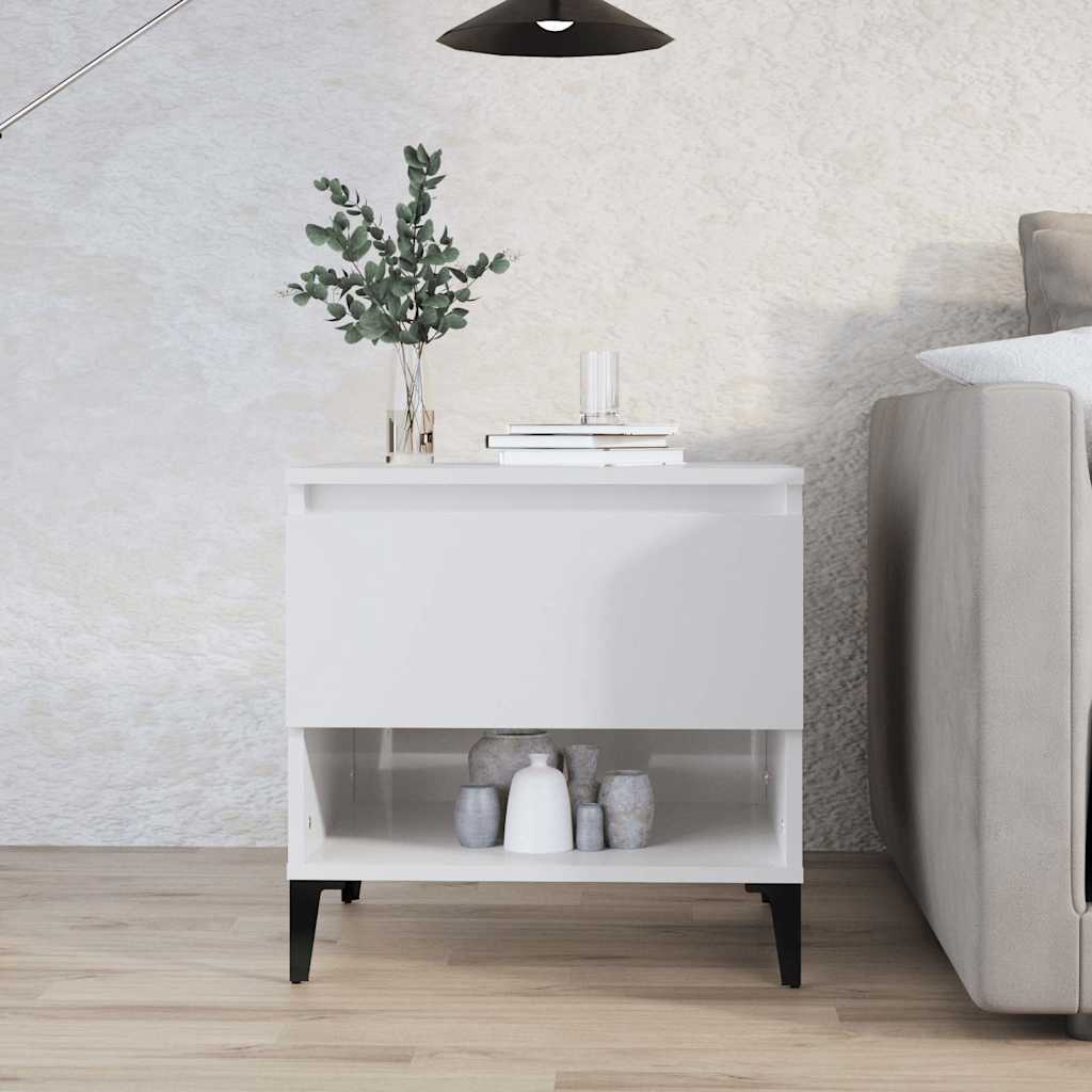 vidaXL Side Table High Gloss White 50x46x50 cm Engineered Wood 1
