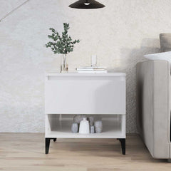 vidaXL Side Table High Gloss White 50x46x50 cm Engineered Wood 1