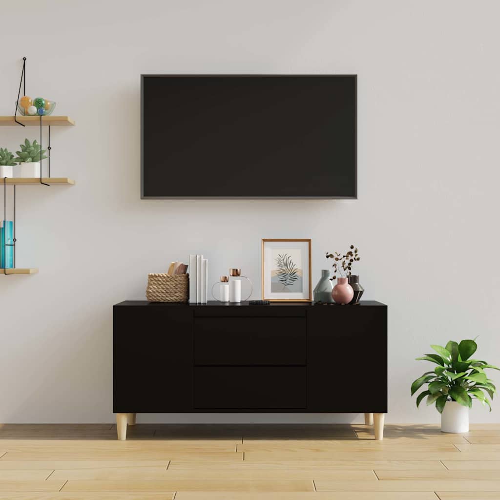 vidaXL TV Cabinet Black 102x44.5x50 cm Engineered Wood 3