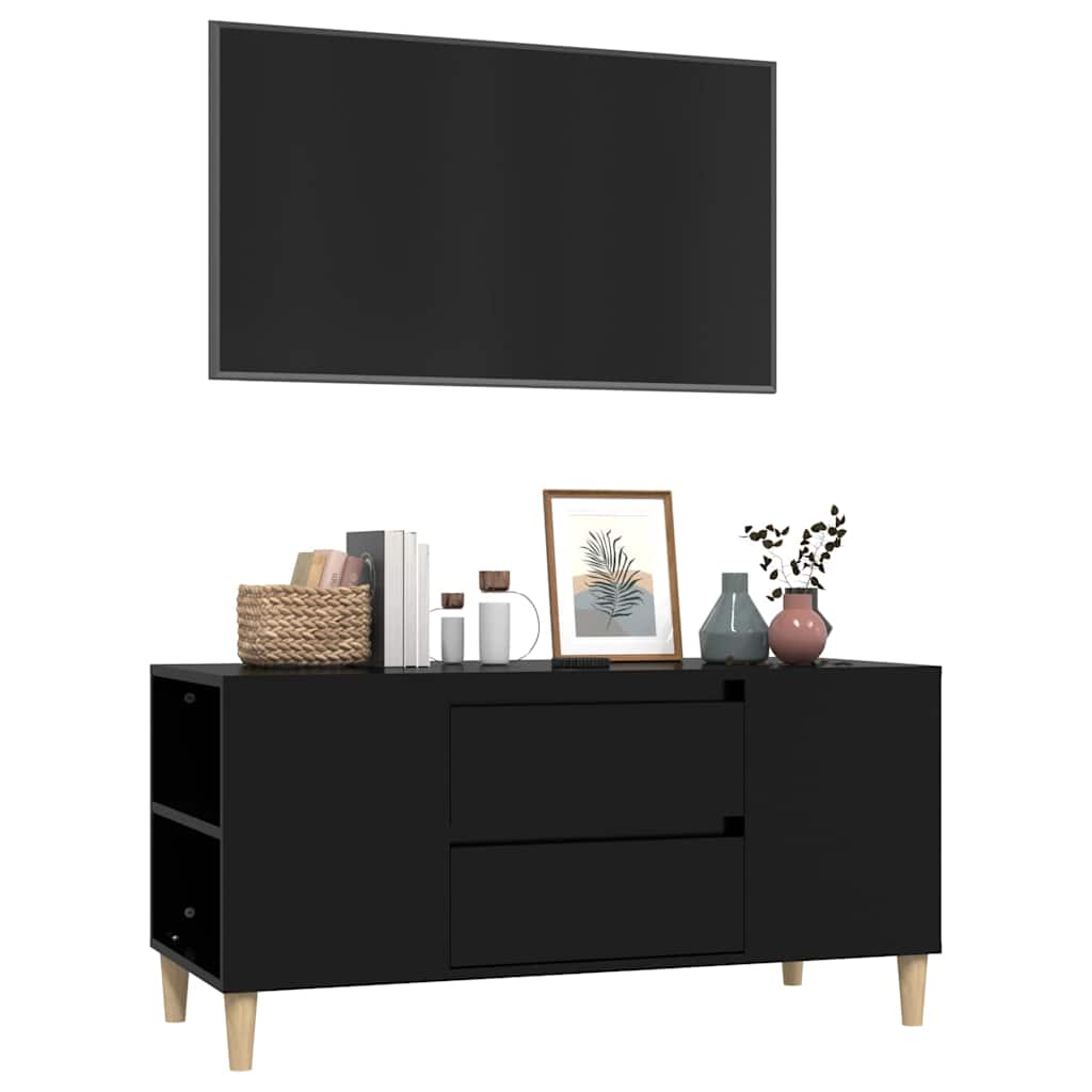 vidaXL TV Cabinet Black 102x44.5x50 cm Engineered Wood 4