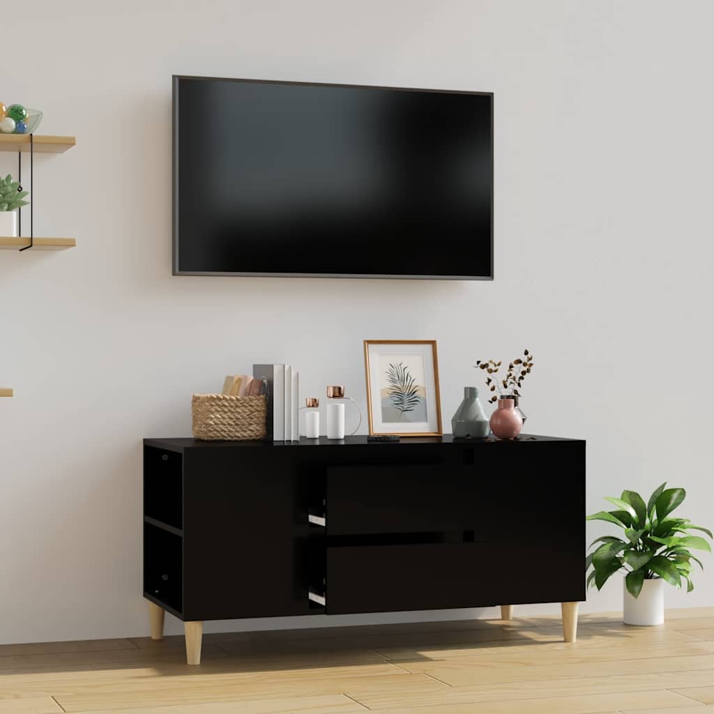 vidaXL TV Cabinet Black 102x44.5x50 cm Engineered Wood 1