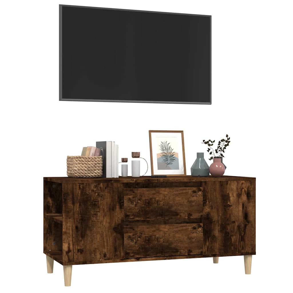 vidaXL TV Cabinet Smoked Oak 102x44.5x50 cm Engineered Wood 4