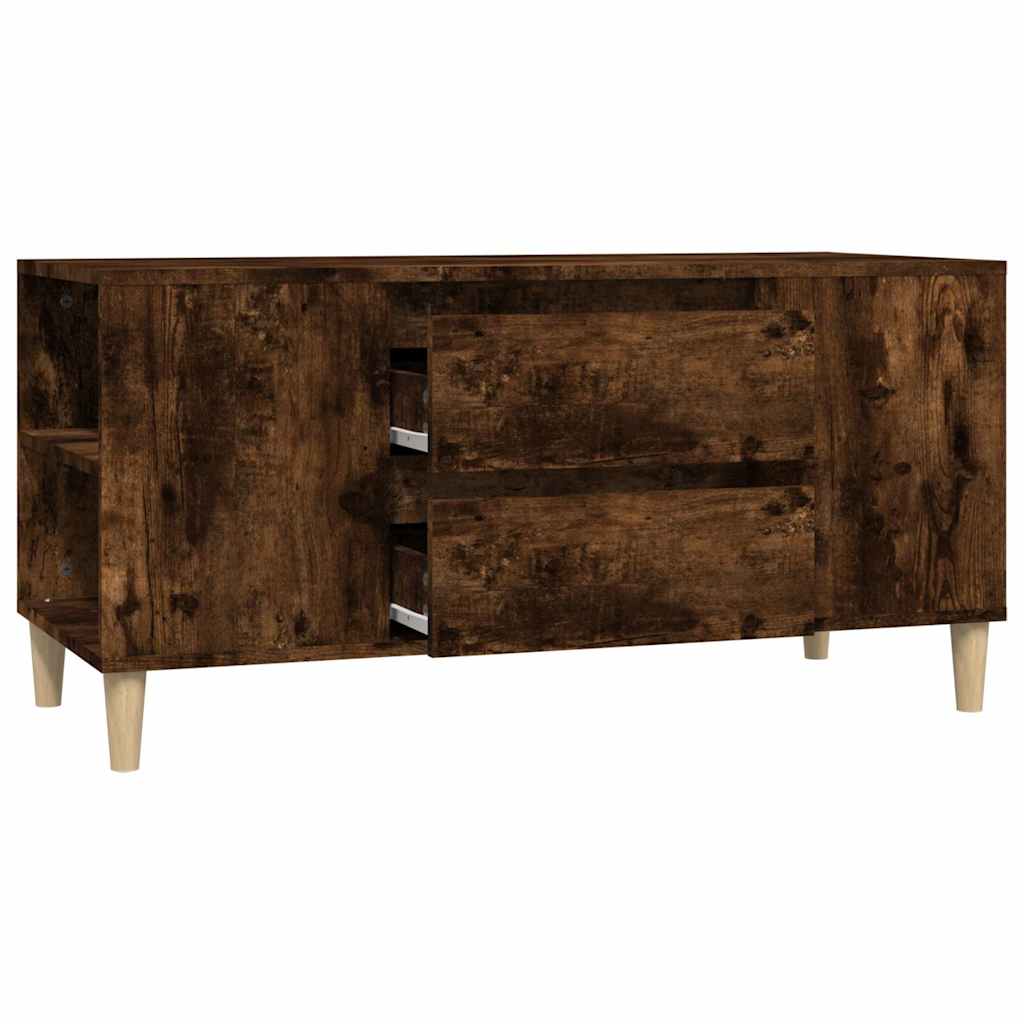 vidaXL TV Cabinet Smoked Oak 102x44.5x50 cm Engineered Wood 6