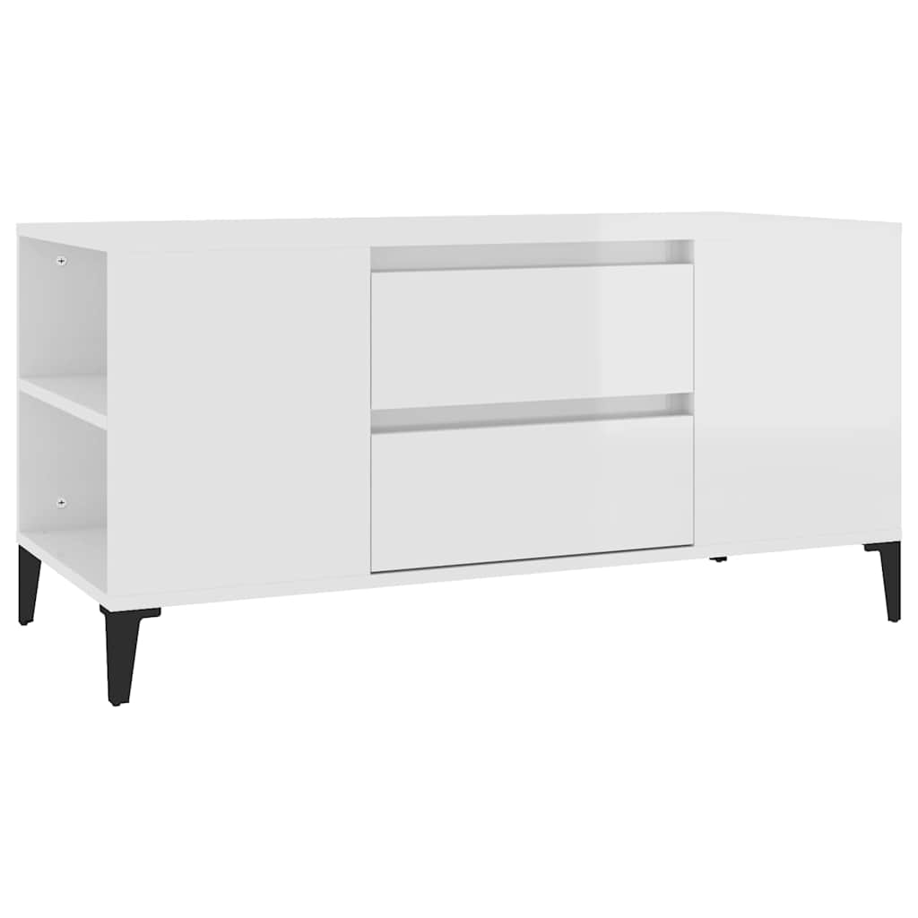 vidaXL TV Cabinet High Gloss White 102x44.5x50 cm Engineered Wood 2