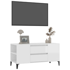 vidaXL TV Cabinet High Gloss White 102x44.5x50 cm Engineered Wood 4
