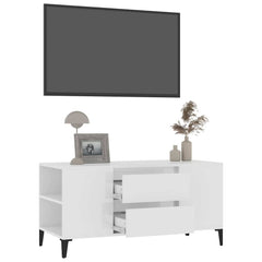 vidaXL TV Cabinet High Gloss White 102x44.5x50 cm Engineered Wood 5