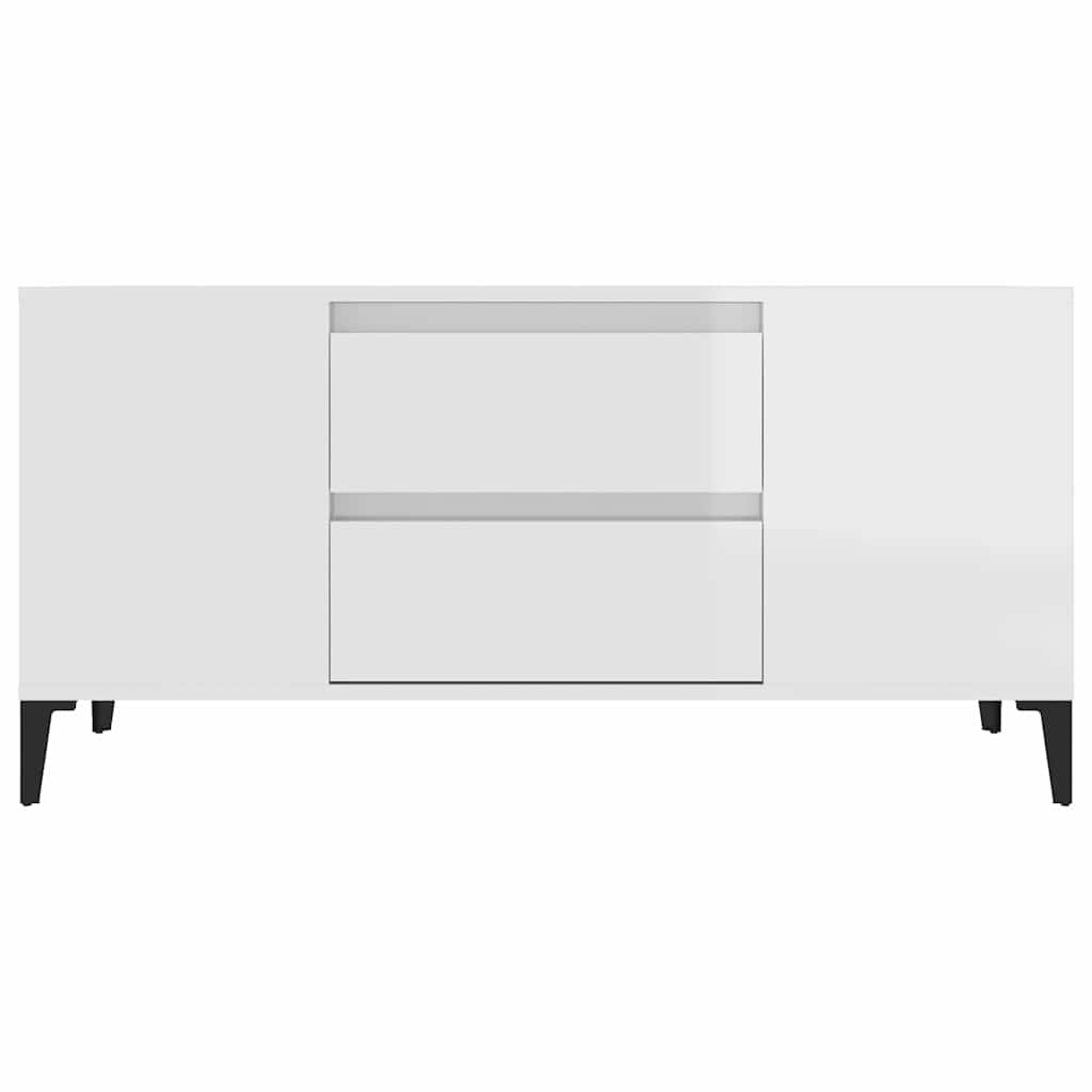 vidaXL TV Cabinet High Gloss White 102x44.5x50 cm Engineered Wood 6