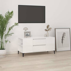 vidaXL TV Cabinet High Gloss White 102x44.5x50 cm Engineered Wood 1