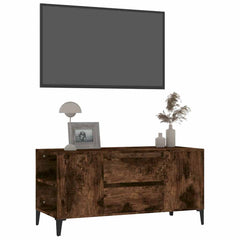 vidaXL TV Cabinet Smoked Oak 102x44.5x50 cm Engineered Wood 4