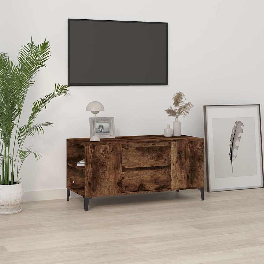 vidaXL TV Cabinet Smoked Oak 102x44.5x50 cm Engineered Wood 1