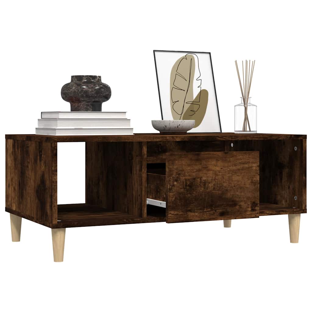 vidaXL Coffee Table Smoked Oak 90x50x36,5 cm Engineered Wood 5