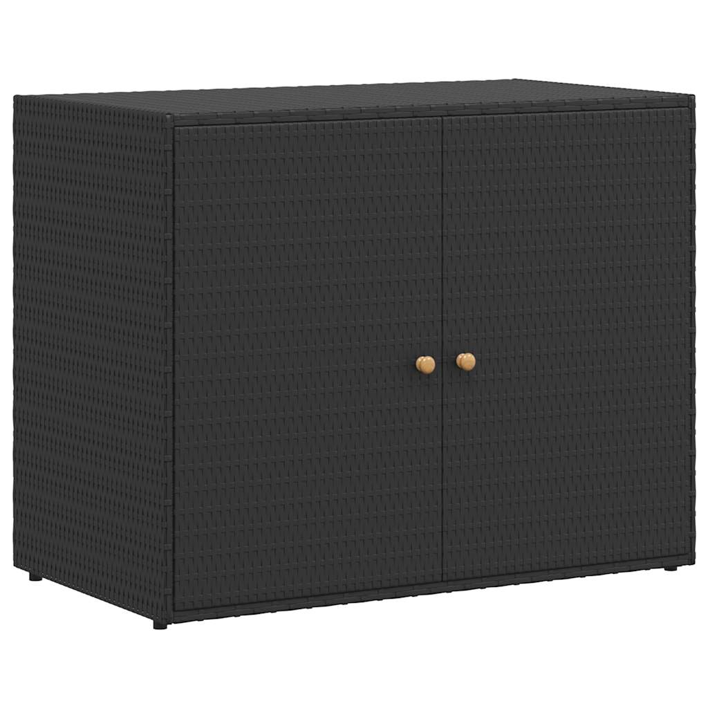 vidaXL Garden Storage Cabinet Black 100x55.5x80 cm Poly Rattan 2