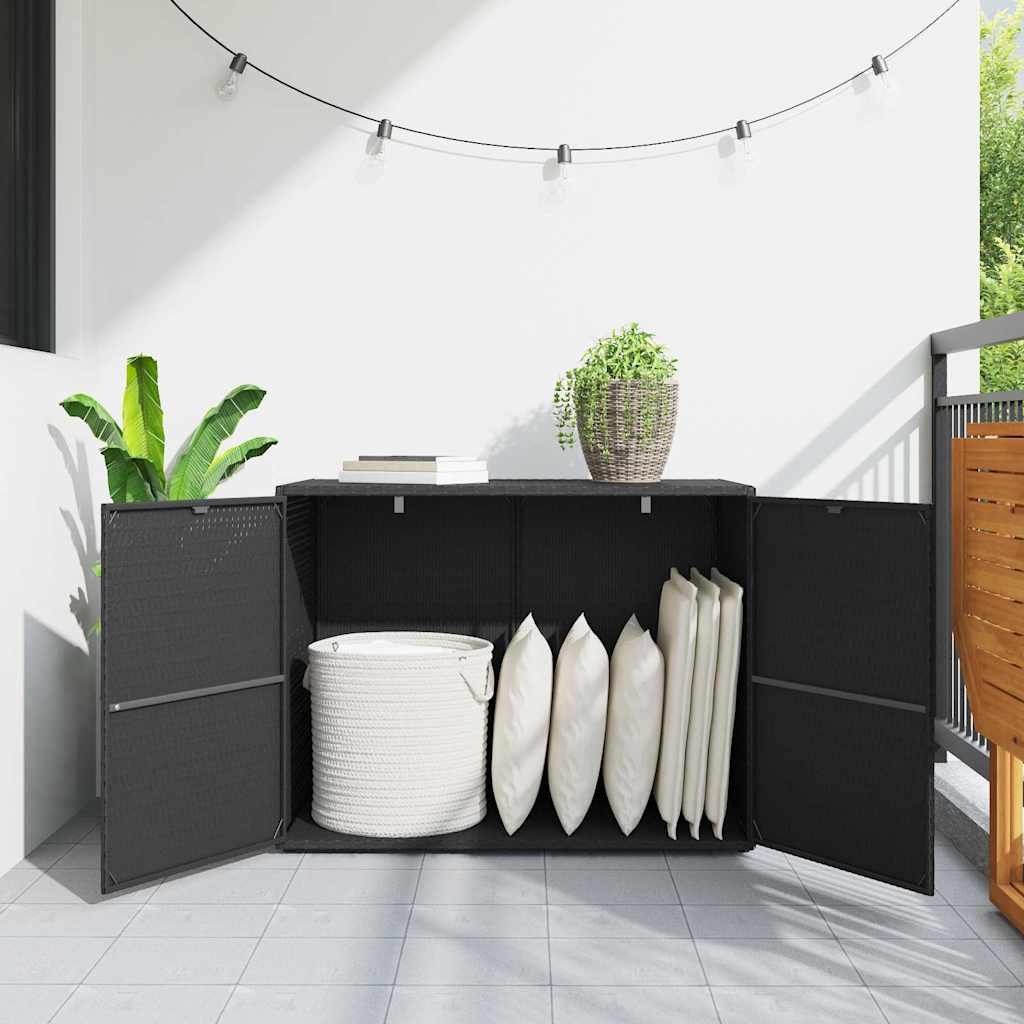 vidaXL Garden Storage Cabinet Black 100x55.5x80 cm Poly Rattan 3