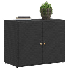 vidaXL Garden Storage Cabinet Black 100x55.5x80 cm Poly Rattan 4