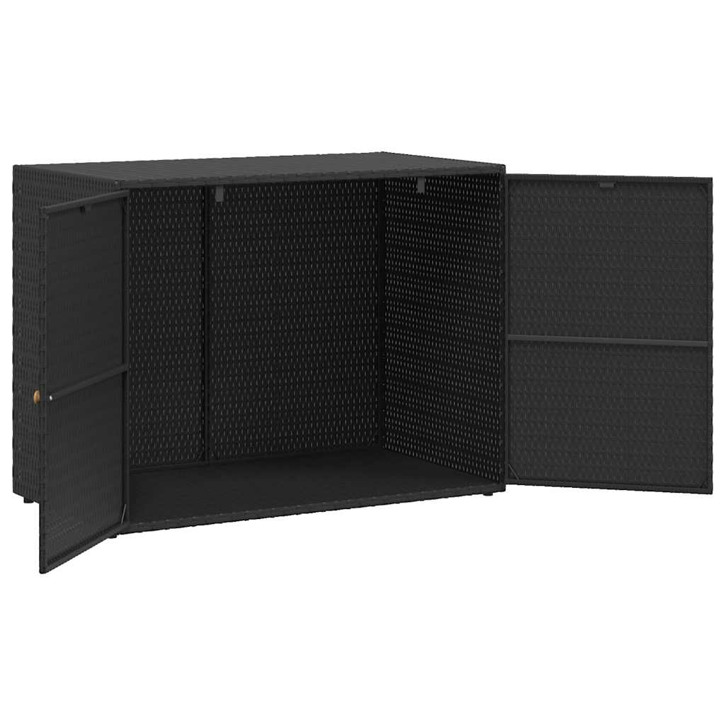 vidaXL Garden Storage Cabinet Black 100x55.5x80 cm Poly Rattan 5