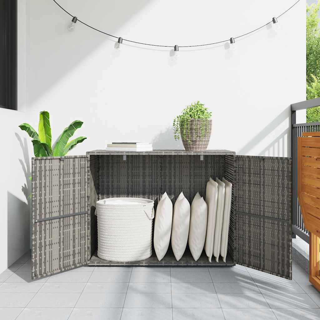 vidaXL Garden Storage Cabinet Grey 100x55.5x80 cm Poly Rattan 3