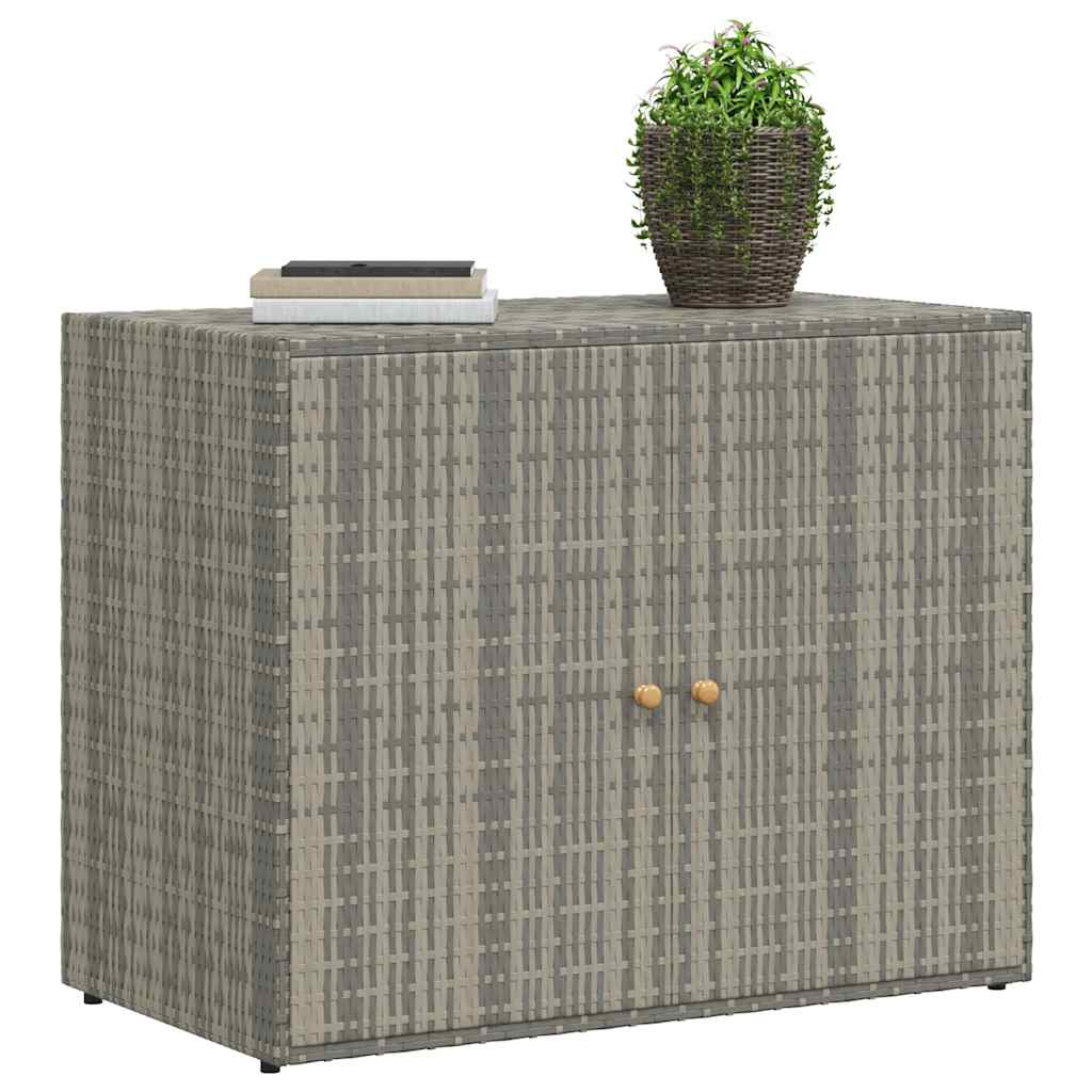 vidaXL Garden Storage Cabinet Grey 100x55.5x80 cm Poly Rattan 4