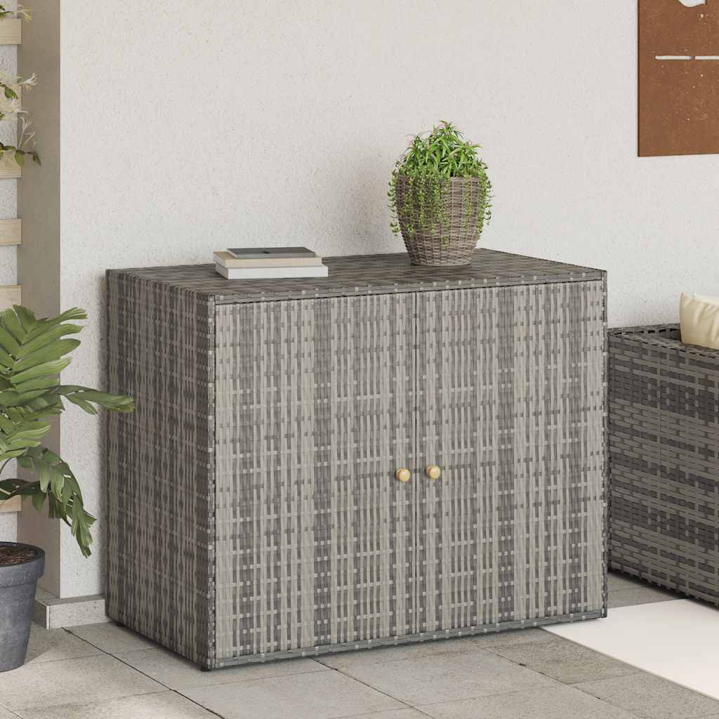vidaXL Garden Storage Cabinet Grey 100x55.5x80 cm Poly Rattan 1