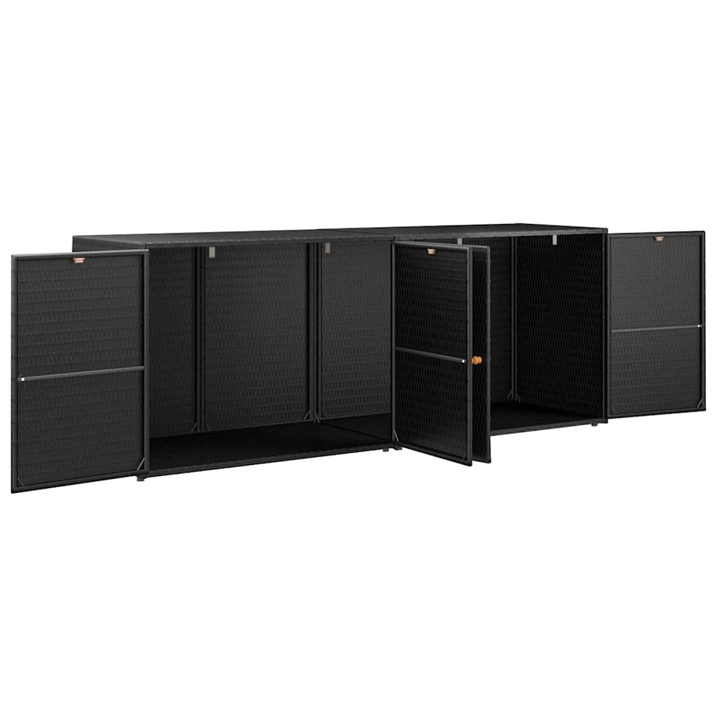vidaXL Garden Storage Cabinet Black 198x55.5x80 cm Poly Rattan 3