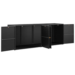 vidaXL Garden Storage Cabinet Black 198x55.5x80 cm Poly Rattan 3
