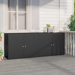 vidaXL Garden Storage Cabinet Black 198x55.5x80 cm Poly Rattan 1