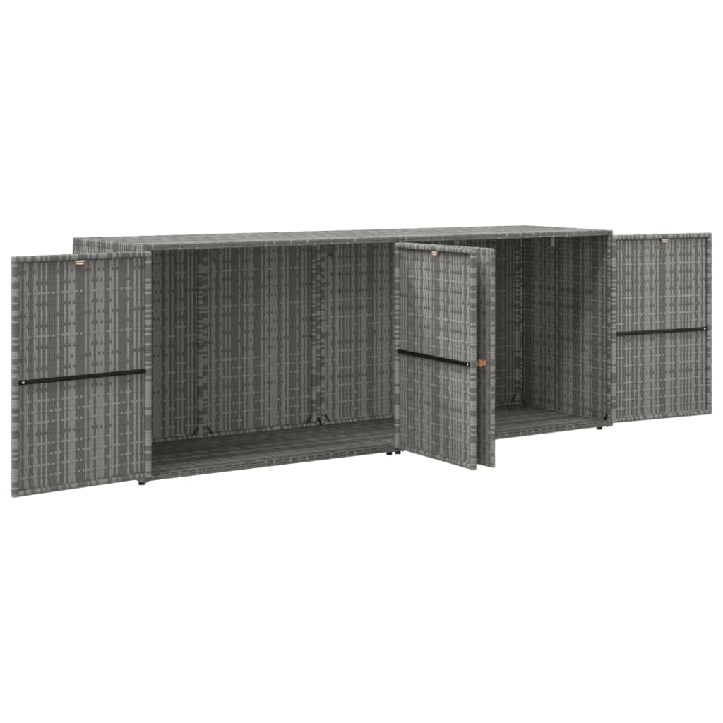 vidaXL Garden Storage Cabinet Grey 198x55.5x80 cm Poly Rattan 3