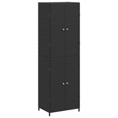 vidaXL Garden Storage Cabinet Black 59x40x180 cm Poly Rattan 2