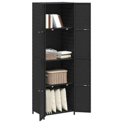 vidaXL Garden Storage Cabinet Black 59x40x180 cm Poly Rattan 4