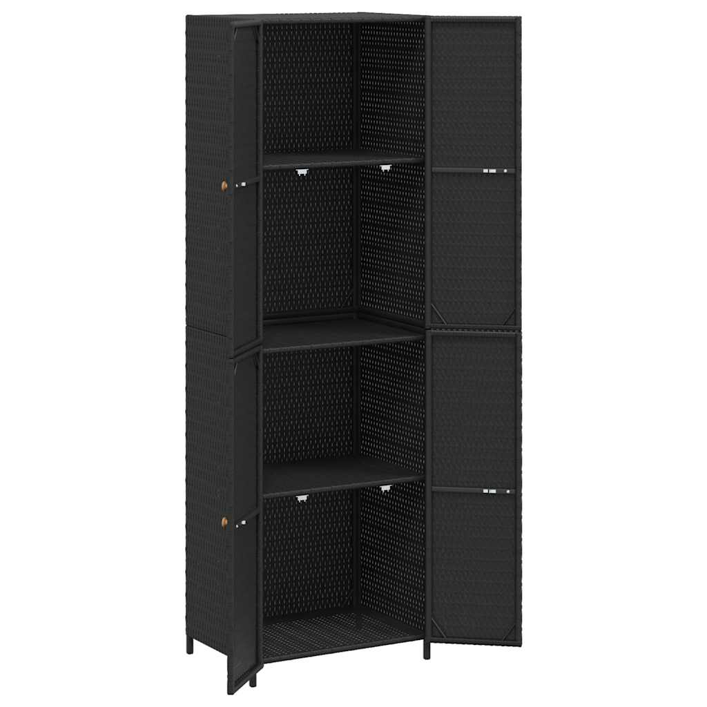 vidaXL Garden Storage Cabinet Black 59x40x180 cm Poly Rattan 6