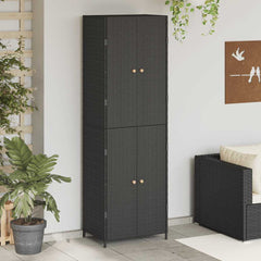 vidaXL Garden Storage Cabinet Black 59x40x180 cm Poly Rattan 1