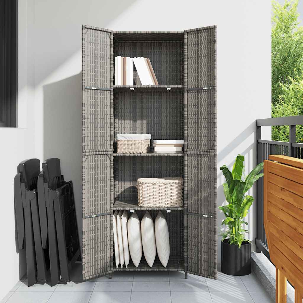 Garden Storage Cabinet 59x40x180 cm Poly Rattan Grey