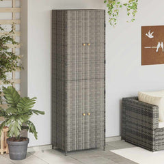 Garden Storage Cabinet 59x40x180 cm Poly Rattan Grey