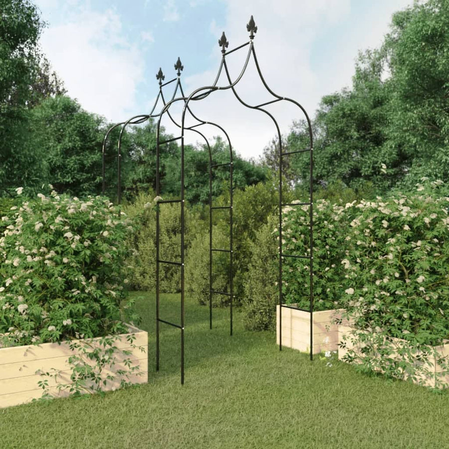 vidaXL Garden Arches 2 pcs Black 120x38x260 cm Steel 1