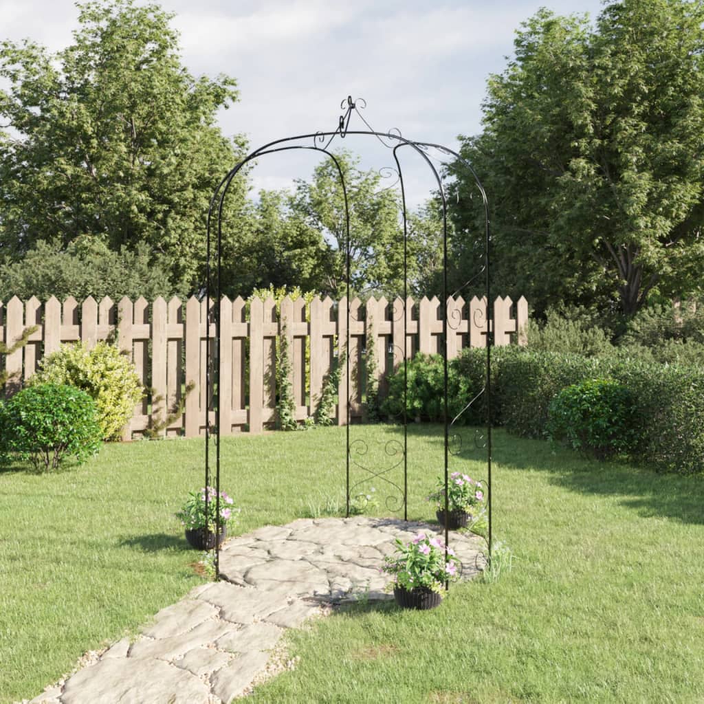 vidaXL Garden Arch Black Ø180x255 cm Steel 1