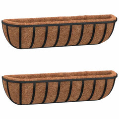 vidaXL Wall Troughs 2 pcs with Coco Liners Black 61x19x16 cm Steel 2