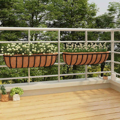 vidaXL Wall Troughs 2 pcs with Coco Liners Black 61x19x16 cm Steel 1