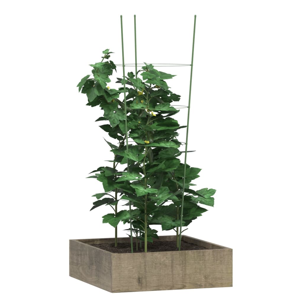 vidaXL Garden Plant Supports with 4 Rings 5 pcs Green 90 cm Steel 3