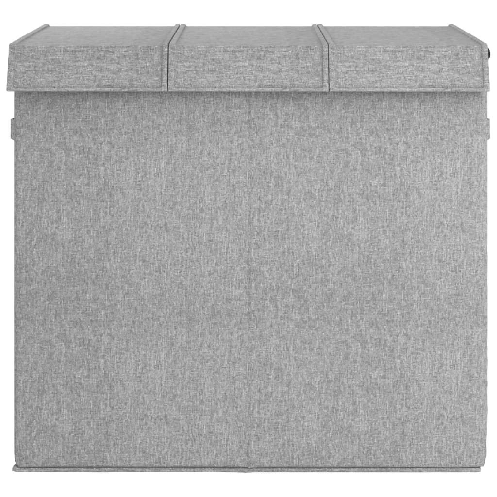 vidaXL Foldable Laundry Hamper Grey 64,5x34,5x59 cm Faux Linen Fabric 3