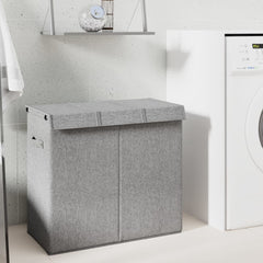 vidaXL Foldable Laundry Hamper Grey 64,5x34,5x59 cm Faux Linen Fabric 1