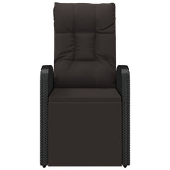 vidaXL Reclining Garden Chairs with Cushions 2 pcs Black Poly Rattan 4