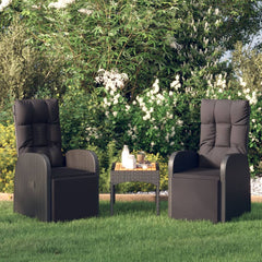 vidaXL Reclining Garden Chairs with Cushions 2 pcs Black Poly Rattan 1