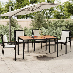 Garden Table with Wooden Top Solid Acacia Wood Black 150 x 90 x 75 cm
