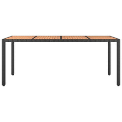 Garden Table with Wooden Top Solid Acacia Wood Black 190 x 90 x 75 cm