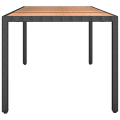 Garden Table with Wooden Top Solid Acacia Wood Black 190 x 90 x 75 cm