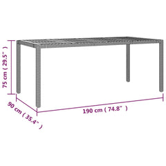 Garden Table with Wooden Top Solid Acacia Wood Black 190 x 90 x 75 cm