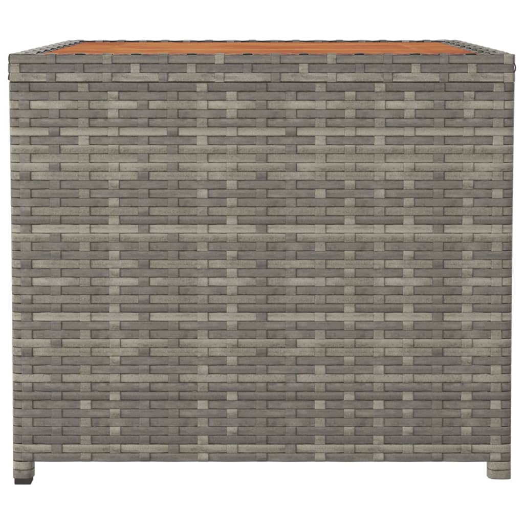 vidaXL Tea Table with Wooden Top Grey Poly Rattan&Solid Wood Acacia 4