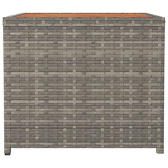 vidaXL Tea Table with Wooden Top Grey Poly Rattan&Solid Wood Acacia 4
